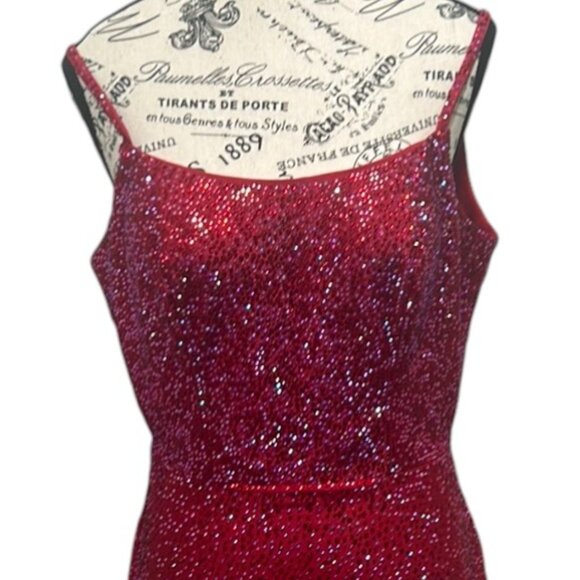 Amarra Red Cherry Cutout Mini Dress - Rhinestone V-back - Size 6 - Style 20168 - Picture 4 of 16